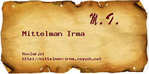 Mittelman Irma névjegykártya
